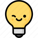 emoji, emotion, expression, face, feeling, light bulb, smile