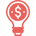 bulb, business, dollar, finance, idea, light, money 