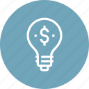 bulb, business, dollar, finance, idea, light, money