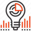 bulb, business, chart, data, finance, idea, light