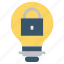 bulb, energy, idea, light, light bulb, locked, security 