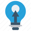 arrow, bulb, click, energy, idea, light, light bulb
