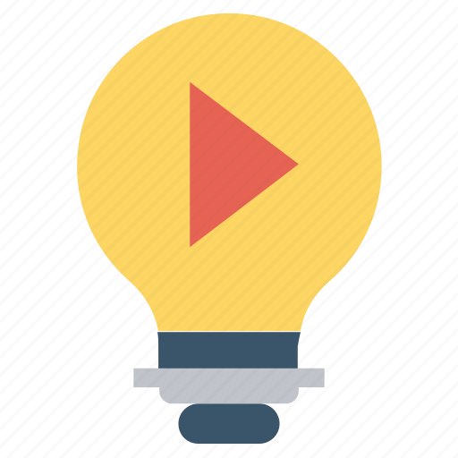 Bulb, energy, idea, light, light bulb, media, video play icon - Download on Iconfinder