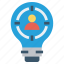 bulb, energy, idea, light, light bulb, target, user