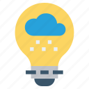 bulb, cloud, energy, idea, light, light bulb, rain