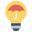 bulb, energy, idea, insurance, light, light bulb, umbrella 