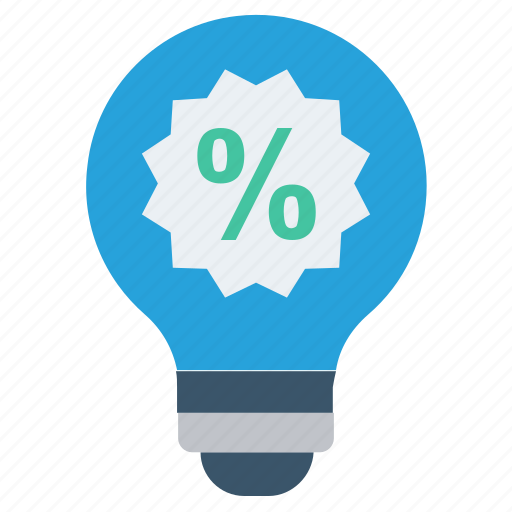 Bulb, discount tag, energy, idea, light, light bulb, percentage icon - Download on Iconfinder