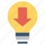 arrow, bulb, download, energy, idea, light, light bulb 