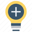 add, bulb, energy, idea, light, light bulb, plus