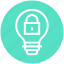 bulb, energy, idea, light, light bulb, locked, security 