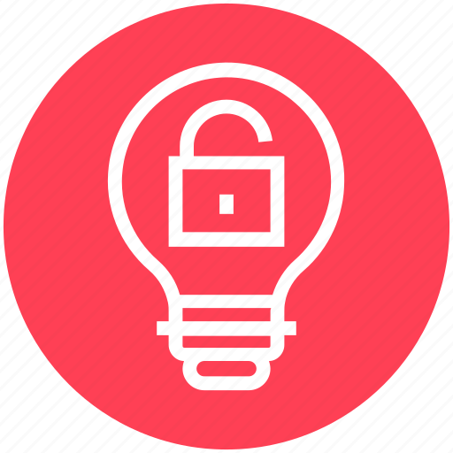 Bulb, energy, idea, light, light bulb, security, unlocked icon - Download on Iconfinder