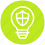 bulb, energy, idea, light, light bulb, security, shield 
