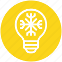 bulb, energy, idea, light, light bulb, snowflake, winter