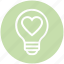 bulb, energy, heart, idea, light, light bulb, love 