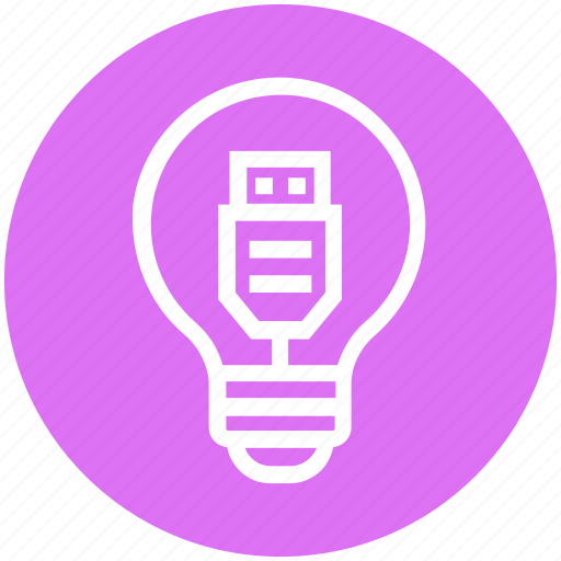 Bulb, data cable, energy, idea, light, light bulb, usb cable icon - Download on Iconfinder