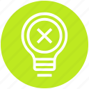 bulb, cross, energy, idea, light, light bulb, reject