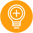 add, bulb, energy, idea, light, light bulb, plus