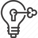 bulb, idea, imagination, intellectual, key, light, property
