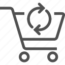 arrow, bag, buy, cart, refresh, shopping, update