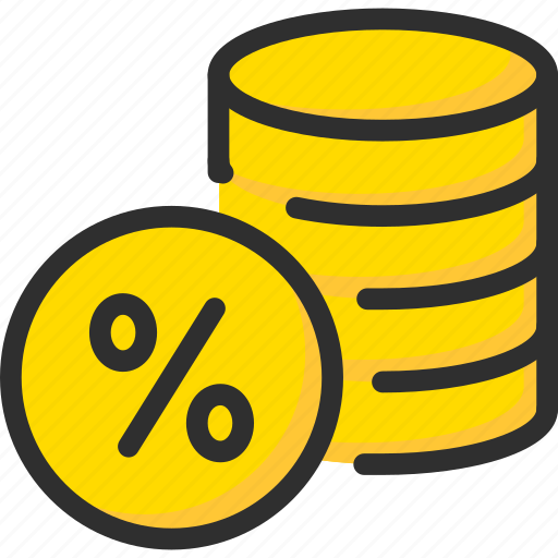 Coin, credit, debt, finance, loan, percentage, stack icon - Download on Iconfinder