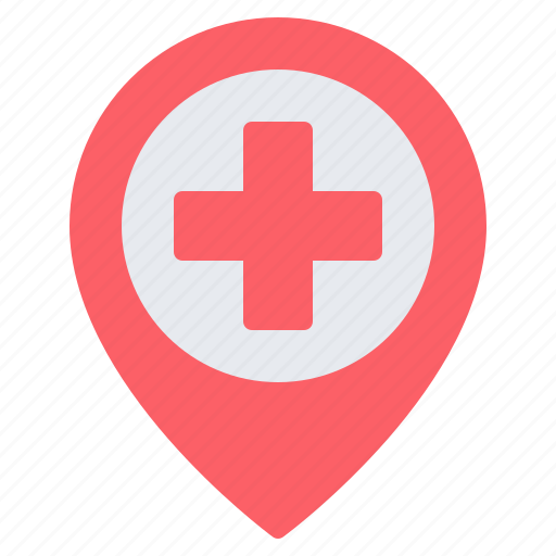 Hospital, clinic, location, pin, placeholder, map, gps icon - Download on Iconfinder