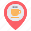 coffee shop, cafe, location, pin, placeholder, map, gps 
