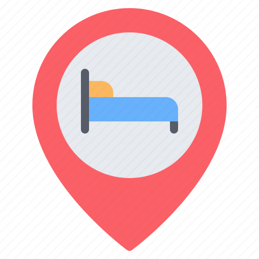 Hotel, bed, location, pin, placeholder, map, gps icon - Download on Iconfinder