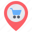 supermarket, store, shopping cart, location, pin, placeholder, map 