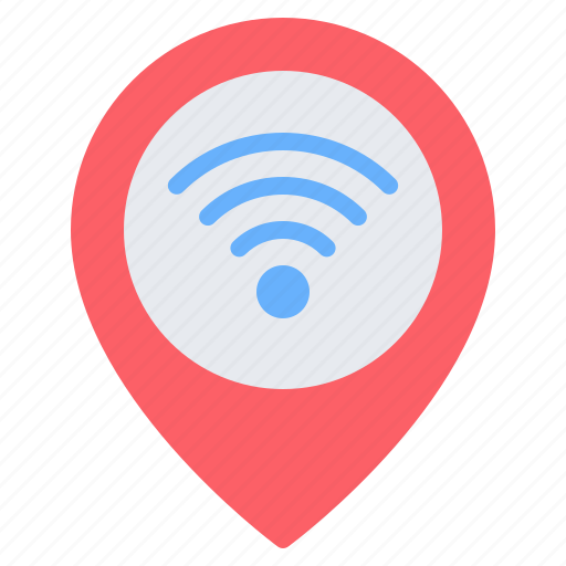 Wifi, signal, connection, location, pin, placeholder, map icon - Download on Iconfinder
