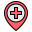 hospital, clinic, location, pin, placeholder, map, gps 