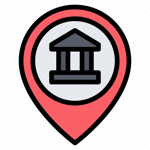 Bank, building, location, pin, placeholder, map, gps icon - Download on Iconfinder