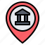 bank, building, location, pin, placeholder, map, gps 