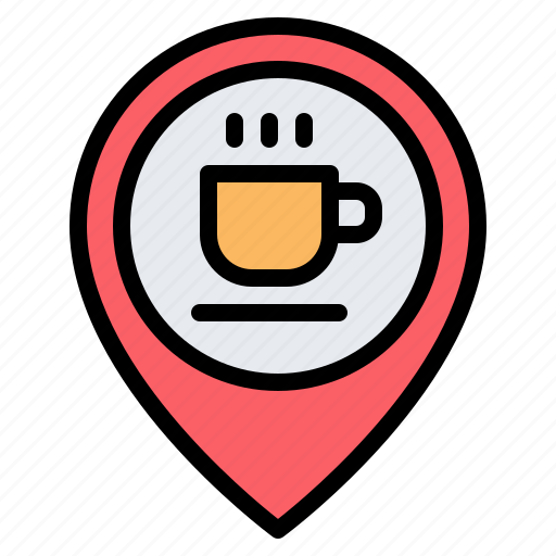 Coffee shop, cafe, location, pin, placeholder, map, gps icon - Download on Iconfinder