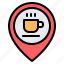 coffee shop, cafe, location, pin, placeholder, map, gps 