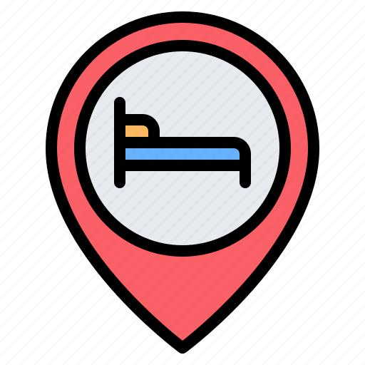 Hotel, bed, location, pin, placeholder, map, gps icon - Download on Iconfinder