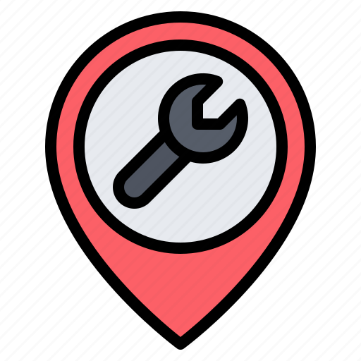 Car repair, repair shop, car service, location, pin, placeholder, map icon - Download on Iconfinder