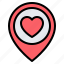 love, heart, favourite, location, pin, placeholder, map 