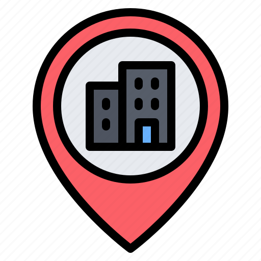 Building, office, company, location, pin, placeholder, map icon - Download on Iconfinder