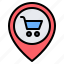 supermarket, store, shopping cart, location, pin, placeholder, map 