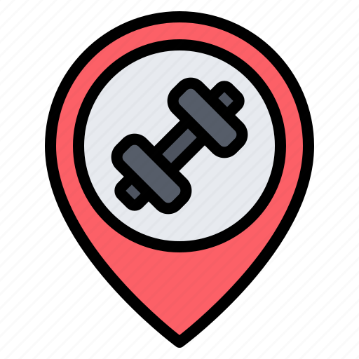 Gym, fitness, sport, location, pin, placeholder, map icon - Download on Iconfinder