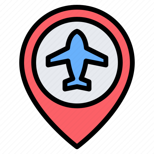 Airport, airplane, location, pin, placeholder, map, gps icon - Download on Iconfinder