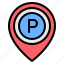 parking, area, sign, location, pin, placeholder, map 