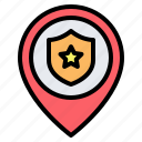 police, station, shield, location, pin, placeholder, map