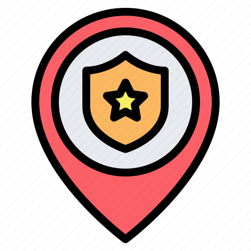 Police, station, shield, location, pin, placeholder, map icon - Download on Iconfinder