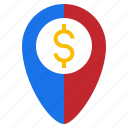 dollar, location, map, pin, venue, address, position, gps, placeholder, point, zone