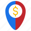 dollar, location, map, pin, venue, address, position, gps, placeholder, point, zone 