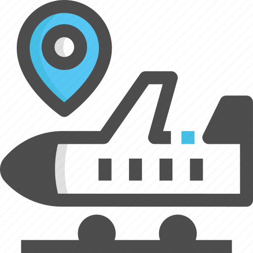 Airplane, airport, location pin, map, pointer icon - Download on Iconfinder
