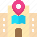 building, library, location pointer, pin
