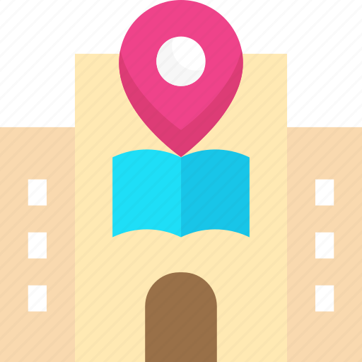 Building, library, location pointer, pin icon - Download on Iconfinder