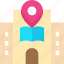 building, library, location pointer, pin 